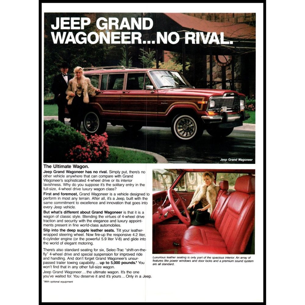 1985 Jeep Wagoneer The Ultimate Vintage Print Ad Tux Blonde Fur Coat Wall Art